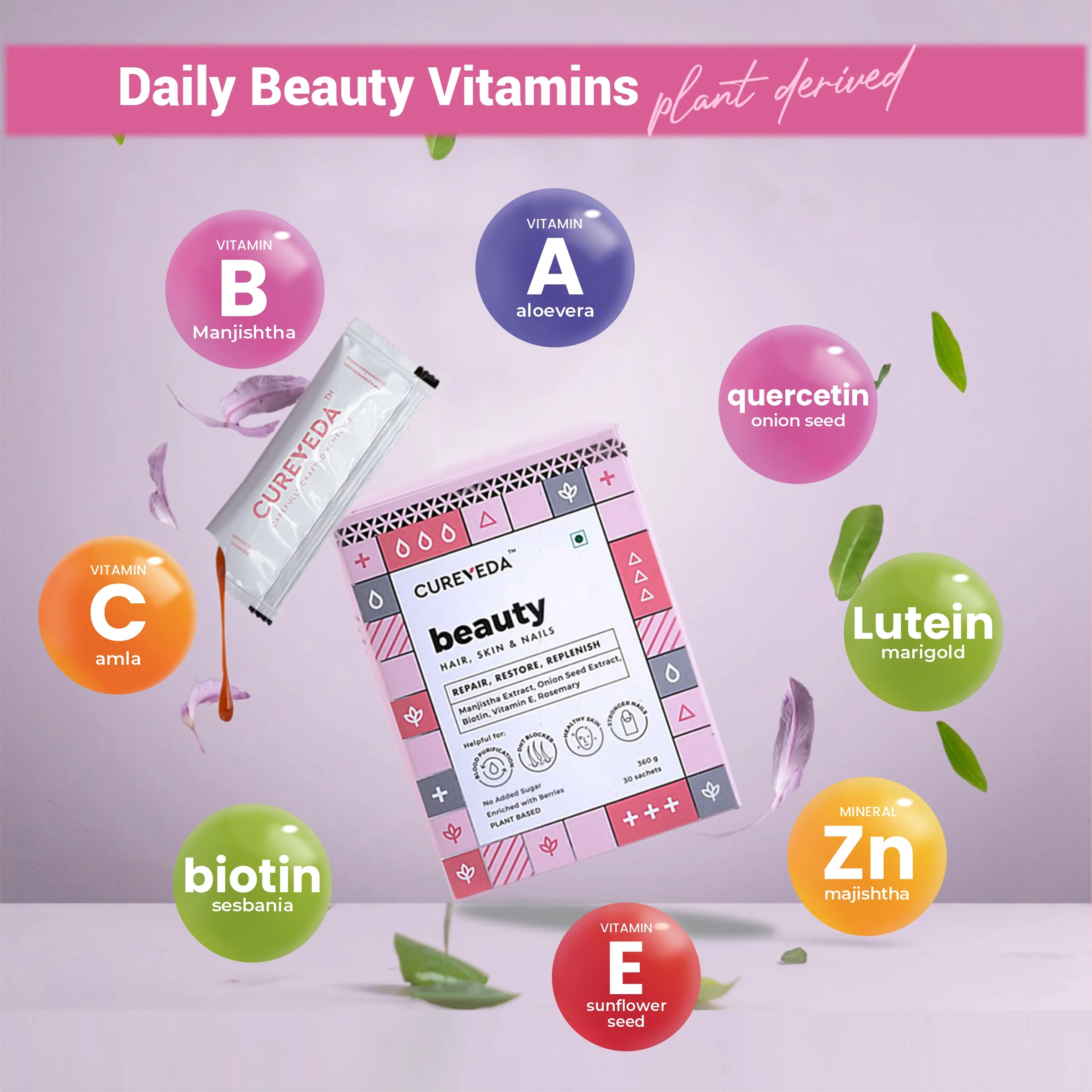Cureveda Beauty, Hair Skin & Nails - 30 Sachets - Image 3